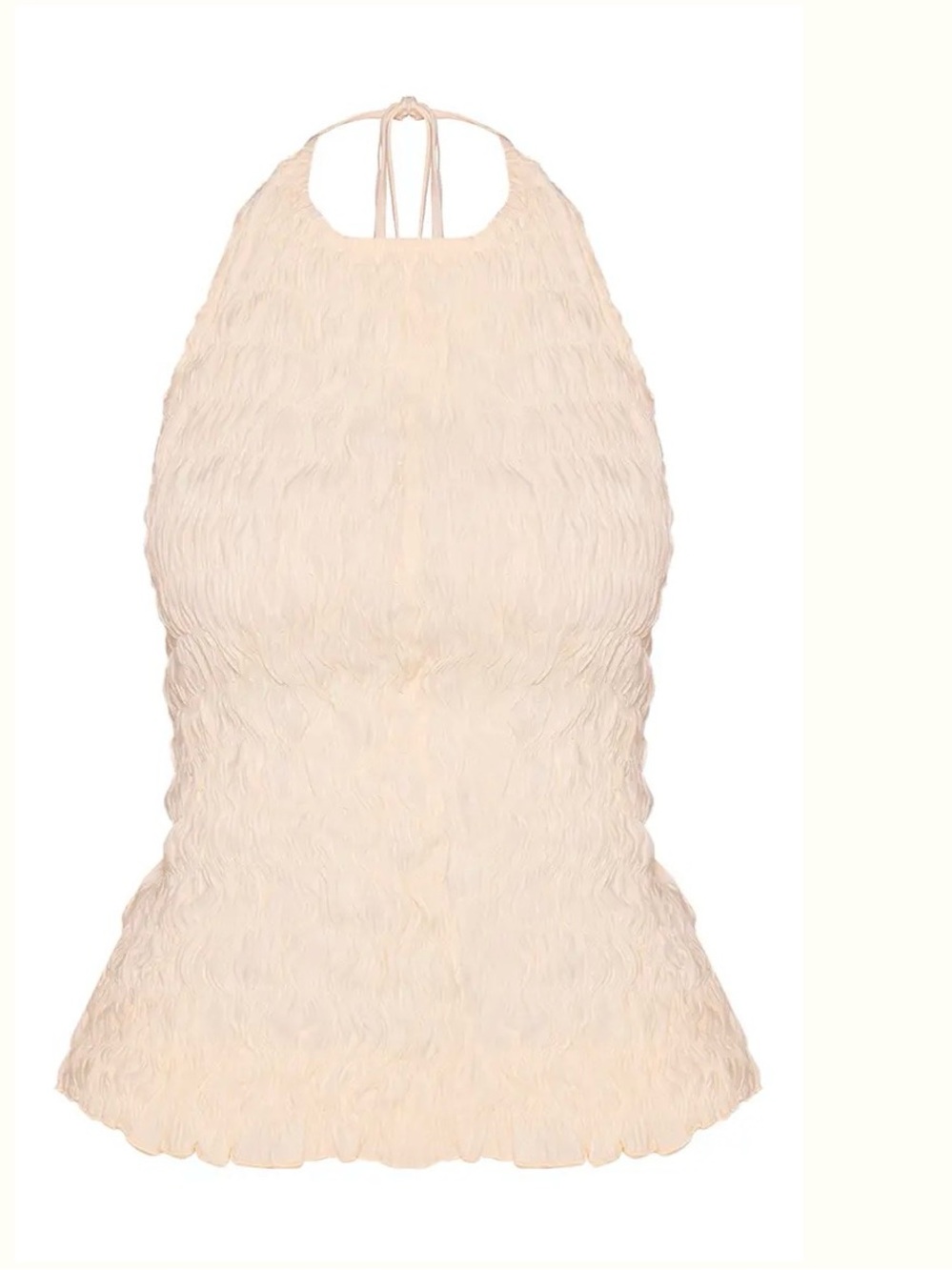 PrettyLittleThing Cream Textured Halter Top